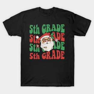 Christmas Teacher 5th Grade Santa Hat Back To School T-Shirt